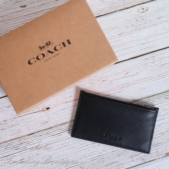 Coach Bags Nwt Coach Mens Zip Card Case In Leather Black Poshmark
